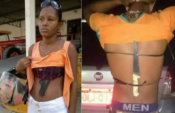 Female Armed Robber Arrested With Gun Hidden In Between Her Breast In In Lagos (Photos)